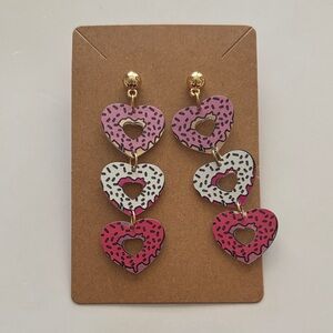 Fashion Jewelry Pink and White Heart Earrings